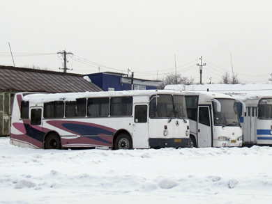 ЛАЗ-695Т на территории ООО «Кобелякиавтотранс», февраль 2012