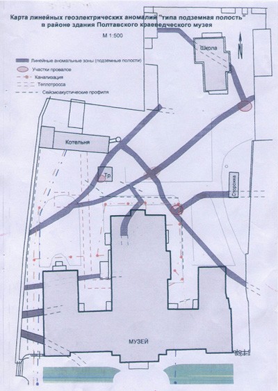 Карта підземних ходів в районі Краєзнавчого музею