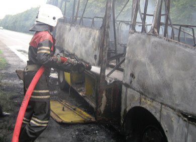 Сгоревший автобус «БАЗ АО79.14»