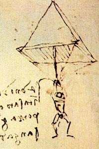 Эскиз пирамидального парашюта Леонардо да Винчи