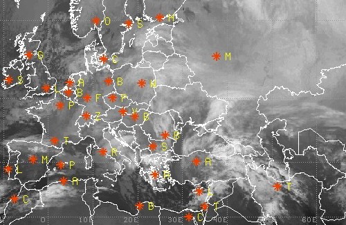Инфракрасное фото Европы со спутника, 17 декабря 8:15
