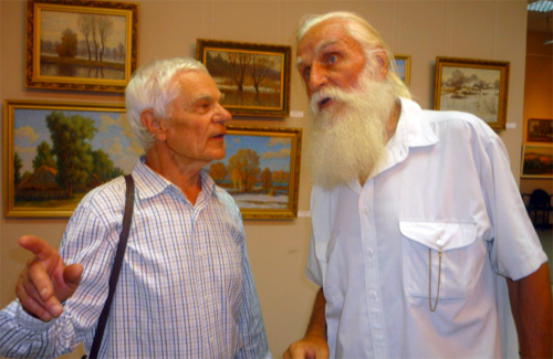 Андрій Гета (зліва) і старійшина полтавського живопису Віктор Трохимець-Милютін