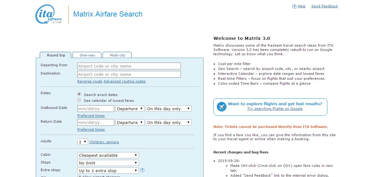Matrix Airfare Search