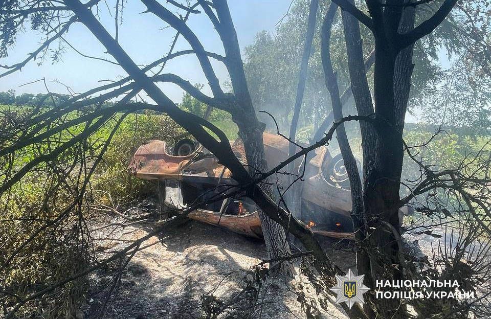 Згорівший ВАЗ у лісосмузі