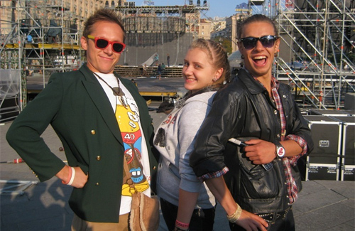 Нина Крижберская в Киеве с Толиком Фроловым, хореографом из Сум и его помошником