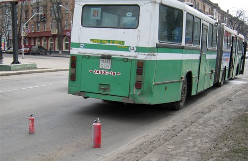 В Полтаве горел  «кольцевой» автобус 