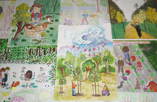 Дитячі малюнки на тему «Людина та ліс»
