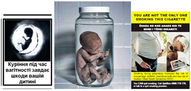 Попереджувальні зображення для вагітних у Бразилії, Новій Зеландії та Україні