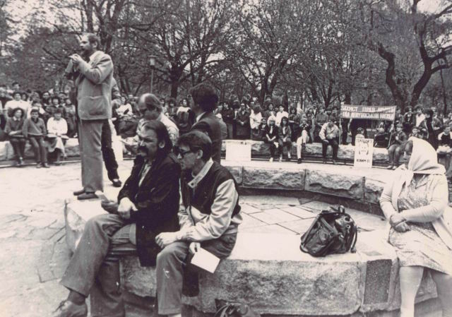 Один із перших мітингів демократичних сил у Сонячному парку, м. Полтава. 1989 р.