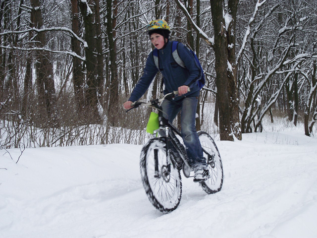 Зимняя велогонка в дендропарке