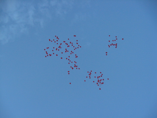 Червоні кульки у небі символізують душі дітей, які загинули від СНІДу