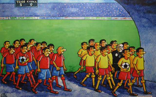 Карикатура с выставки «Футбол объединяет нас»