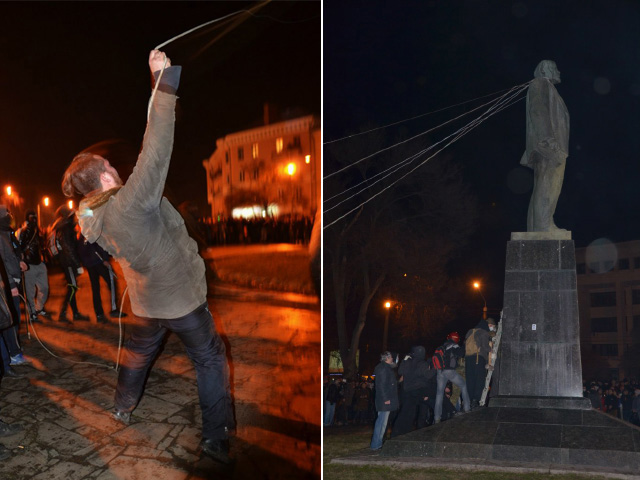 2014.02.21. Повалення пам’ятника Леніну у Полтаві