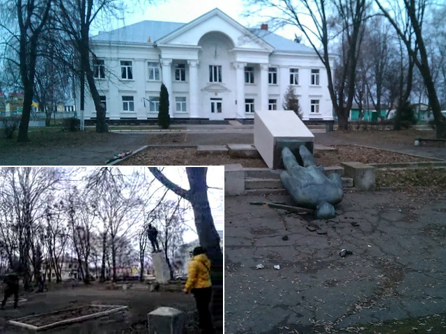 2014.02.23. Повалений пам’ятник Леніну у Диканьці