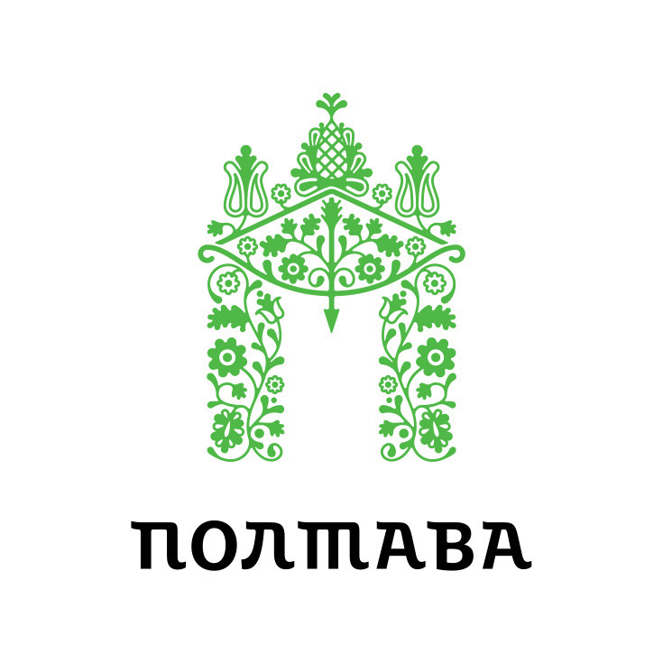 Логотип Полтавы, разработанный студией Артемия Лебедева, на белом фоне