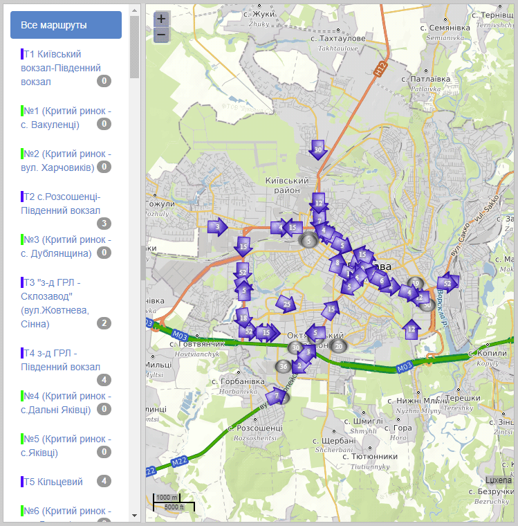 Прямо зараз на сайті citybus.pl.ua можна побачити рух 30 тролейбусів