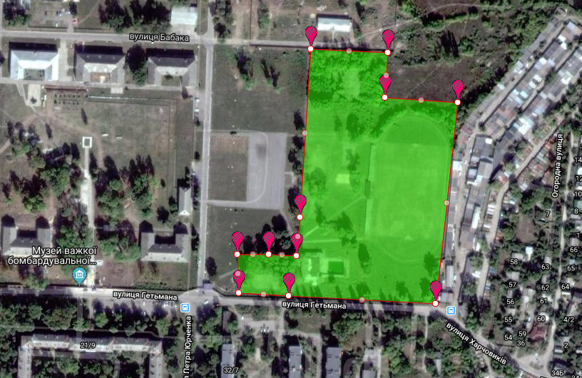 Площа ділянки військової частини А 3384 з покинутими спортивними спорудами — 41 тис. кв.м