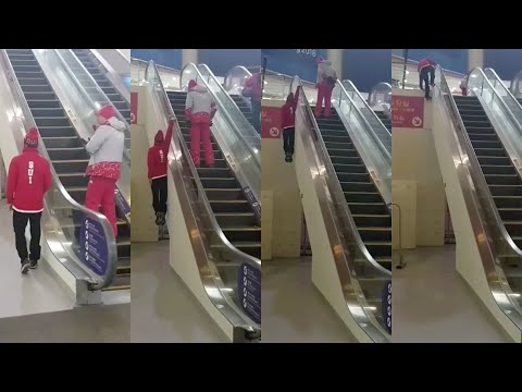 Olympic freeskier Fabian Bösch takes novel route up an escalator