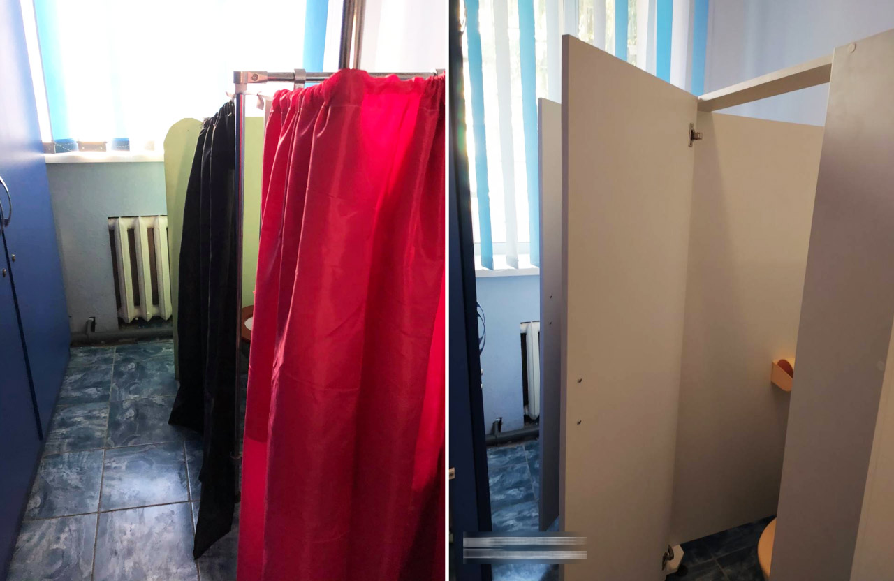 Туалет ПШ № 44 до та після оприлюднення відео Катериною Бабіч