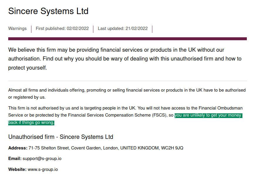 Sincere Systems Ltd
