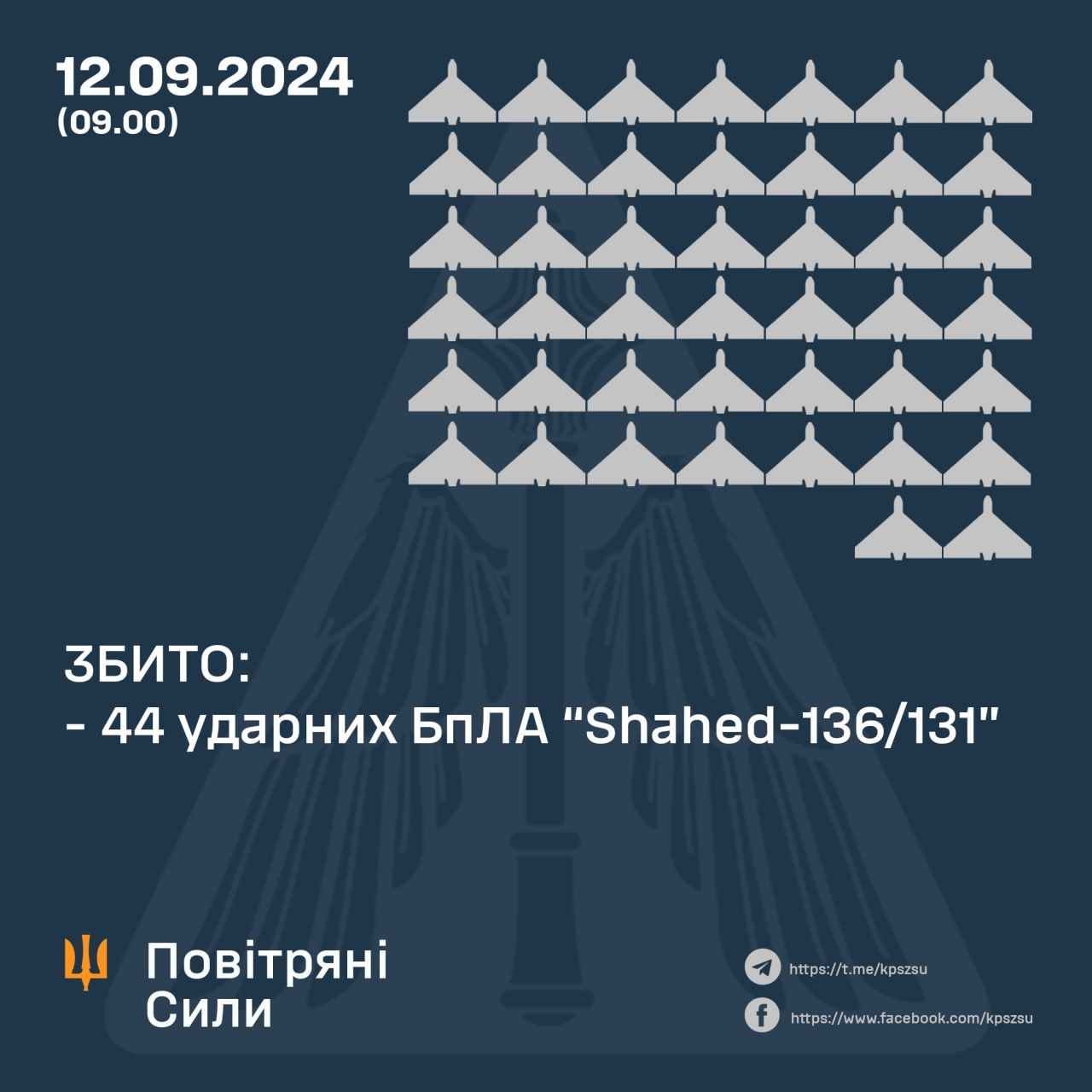 Вночі на Полтавщині Сили Оборони збивали ворожі безпілотники