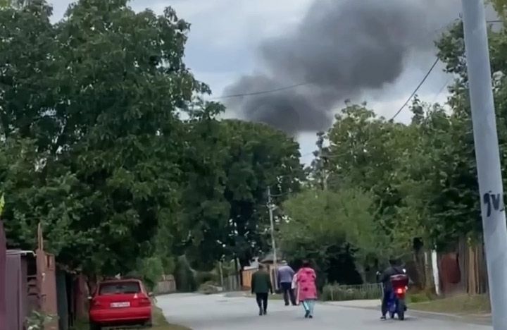 Вид на пожежу зі сторони вулиці Новозіньківської | Кадр з відео: Труха Полтава