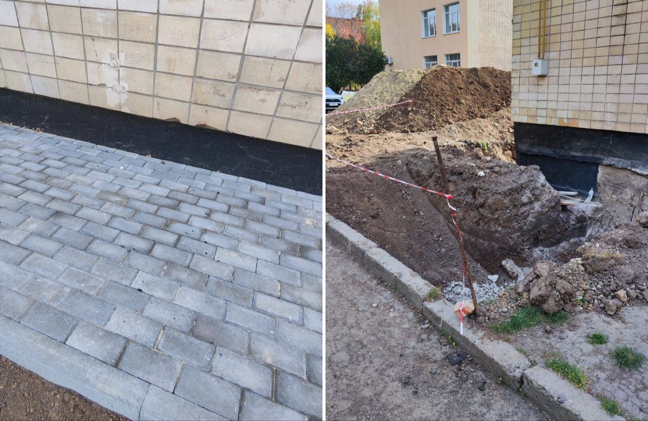 Демонтоване новеньке мощення школи