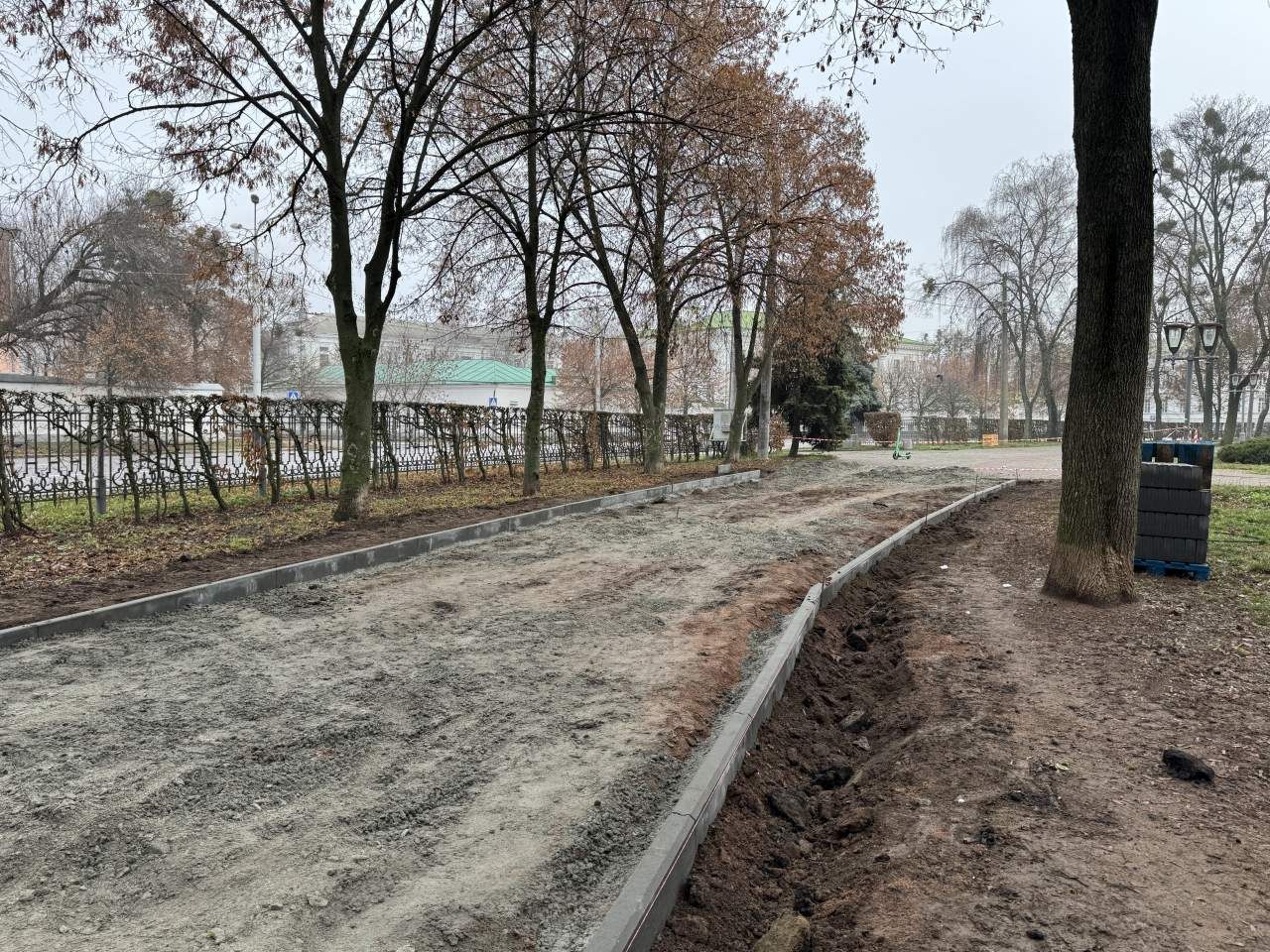 Асфальт замість плитки: у Полтаві стартував ремонт кругової доріжки в Корпусному парку