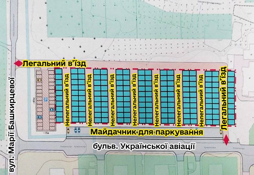 На Браїлках власники гаражів самовільно зносять бордюри й облаштовують заїзди в кооператив — влада ігнорує проблему третій рік