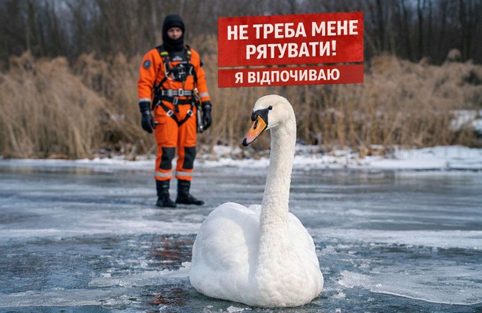 ДСНС: Здорових лебедів на кризі рятувати не потрібно