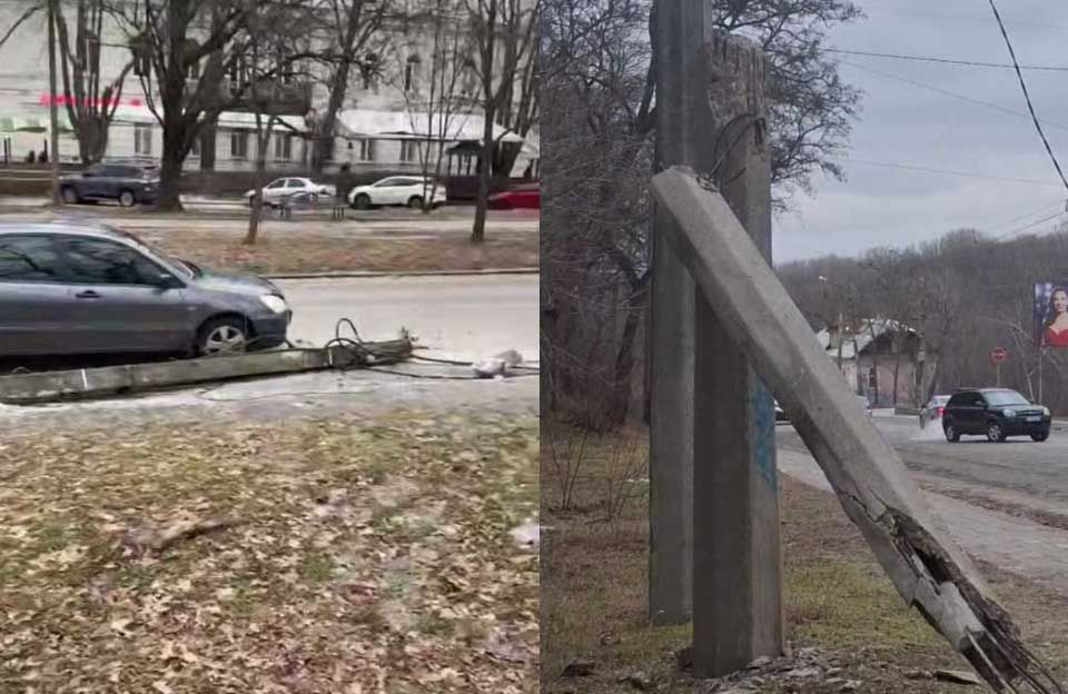 У Полтаві за два дні впали дві опори освітлення: наслідки штормового вітру
