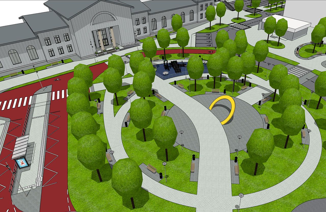 Ескіз переоблаштування площі перед Київським вокзалом