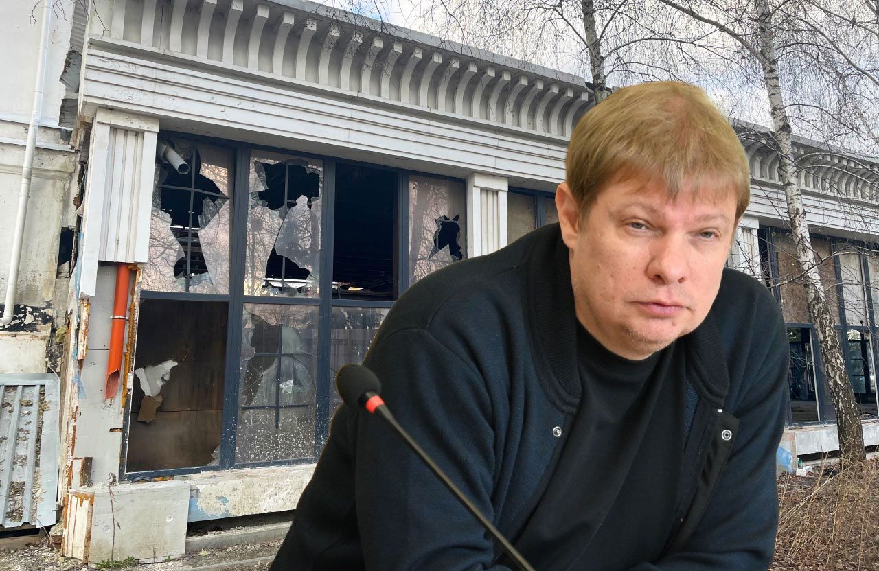 Колаж: Євген Дикань та незаконна прибудова до кінотеатру ім. Котляревського