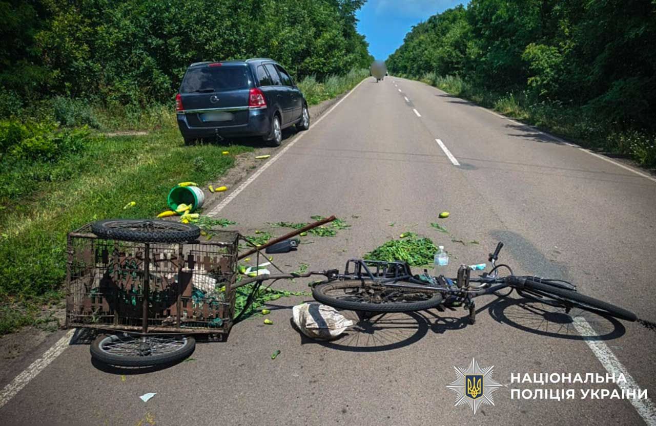 Біля Пирятина внаслідок зіткнення з Opel постраждав літній велосипедист
