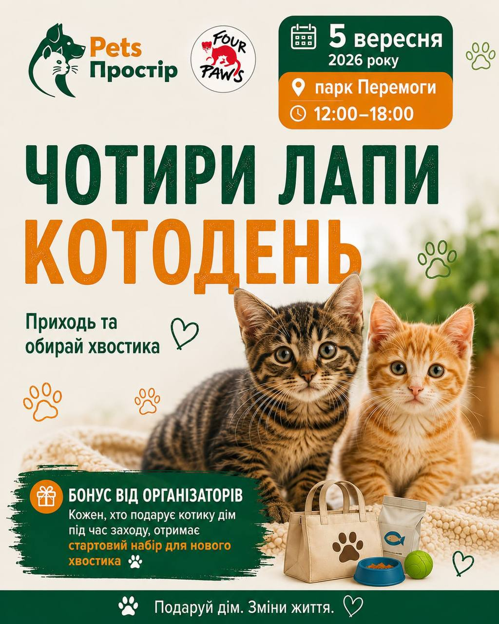 У Полтаві відбудеться благодійна виставка-прилаштування котів «Чотири лапи — Котодень»