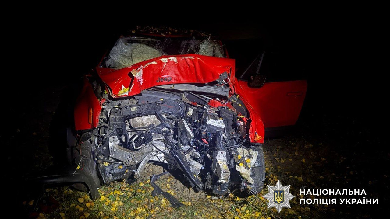 Нічна ДТП на вулиці Колійній: у Полтаві двоє людей травмувалися внаслідок наїзду на дерево